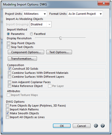 3 Modeling Import Options